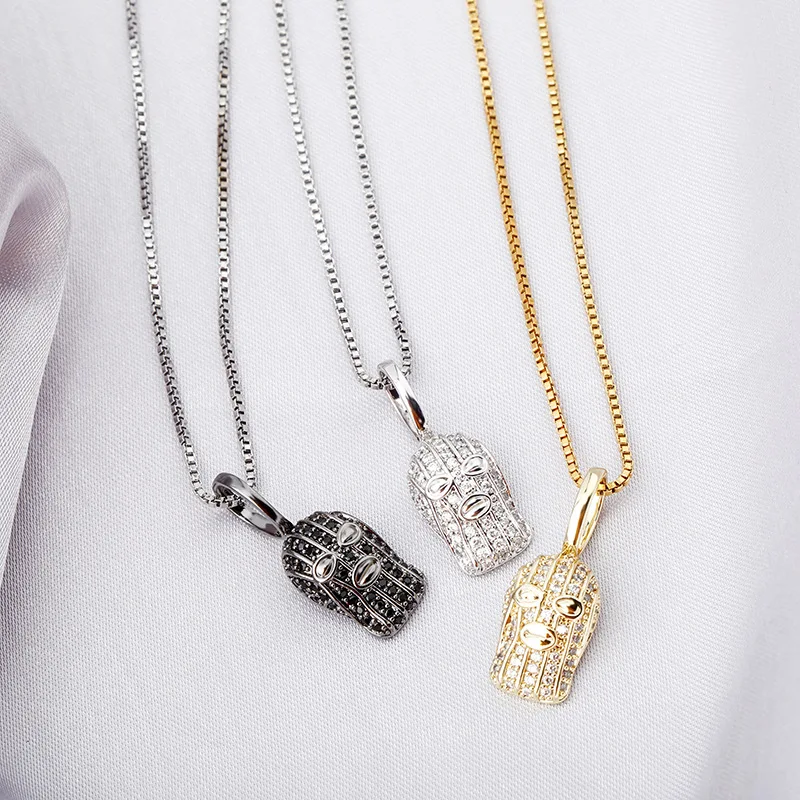 

S925 Sterling Silver Bling Ice Out CSGO CS GO GoonSki Mask Pendants Necklaces for Women Men Hip Hop Fashion Jewelry