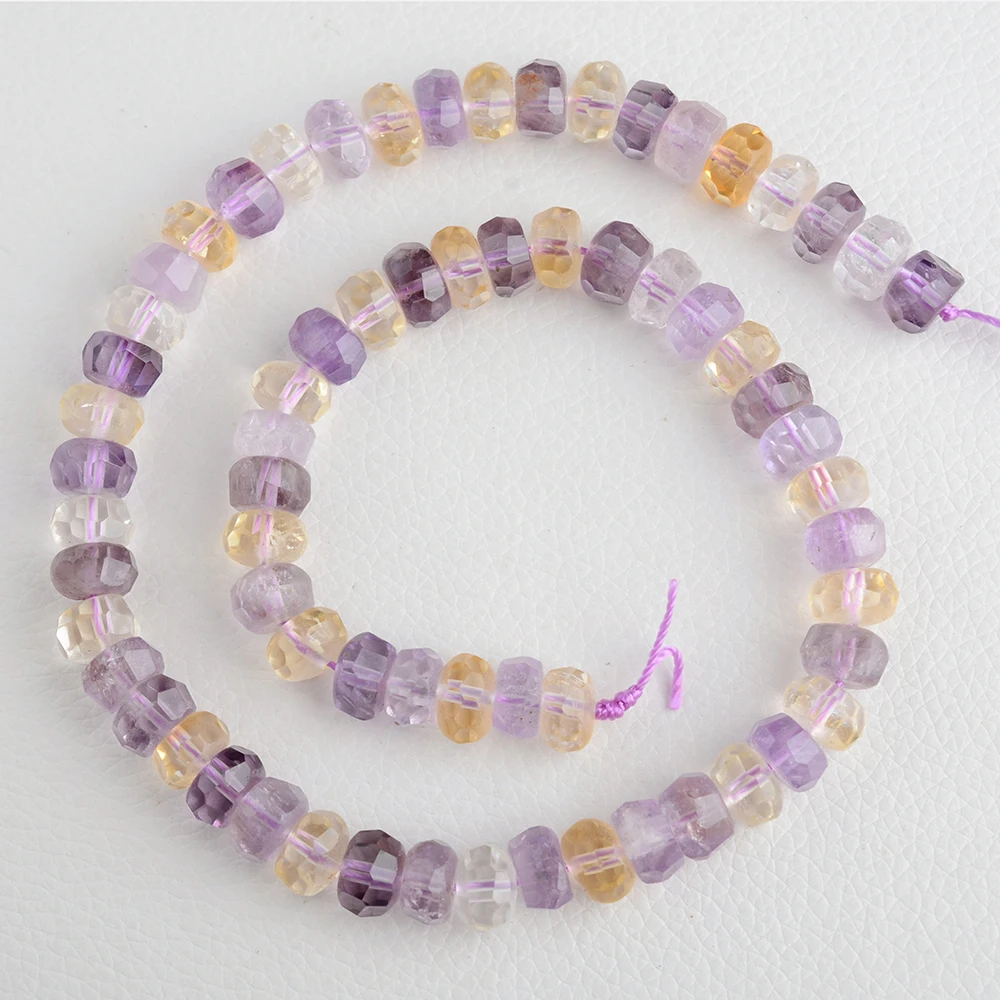 

6X9mm 15" Natural White/Purple/Yellow Colorful Crystal Faceted Abacus Loose Stone Beads Fit Jewelry DIY