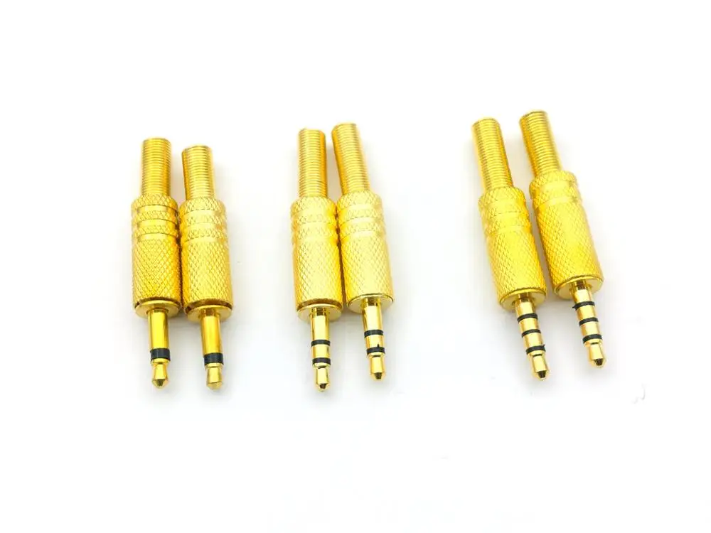 10pcs Gold plate 3.5mm mono stereo 4 Pole Jack Plug Audio connector adapter