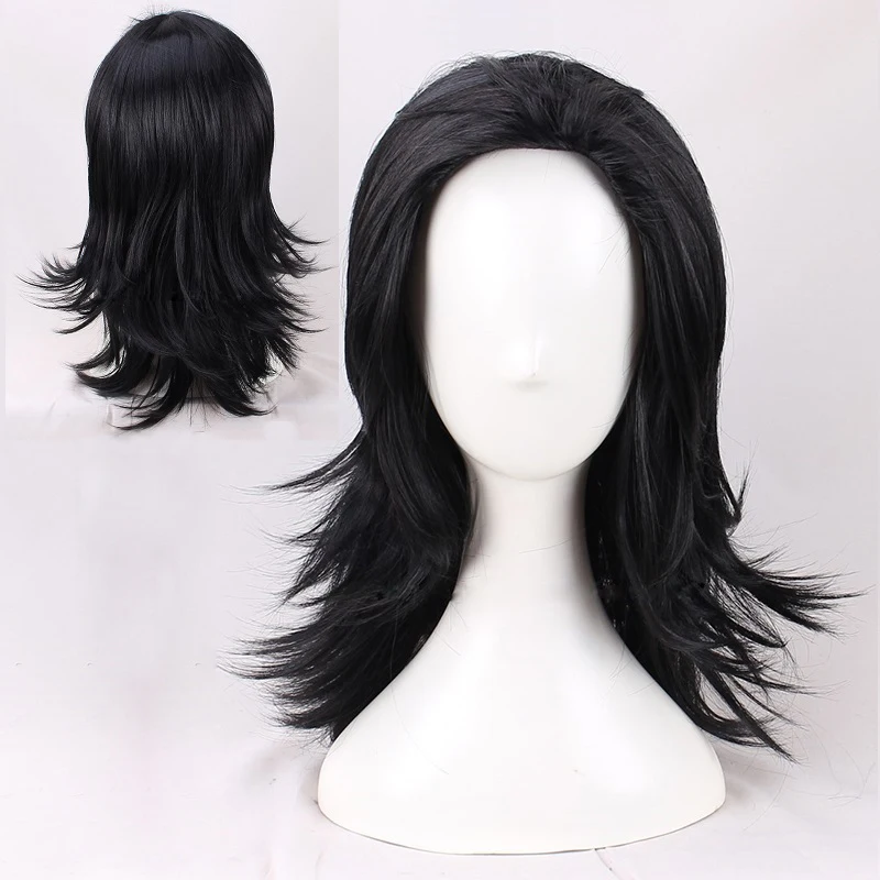 Advengers Loki Cosplay Wig Loki Black Wavy Heat Resistant Synthetic Hair Comic Loptr Role Play Party Wigs + Wig Cap