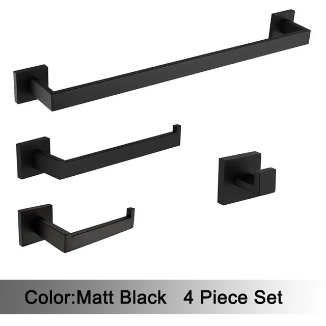 Zwarte Badkamer Hardware Set 304 Roestvrijstalen Handdoekrek Toiletpapierhouder Handdoekhouder Badkameraccessoires