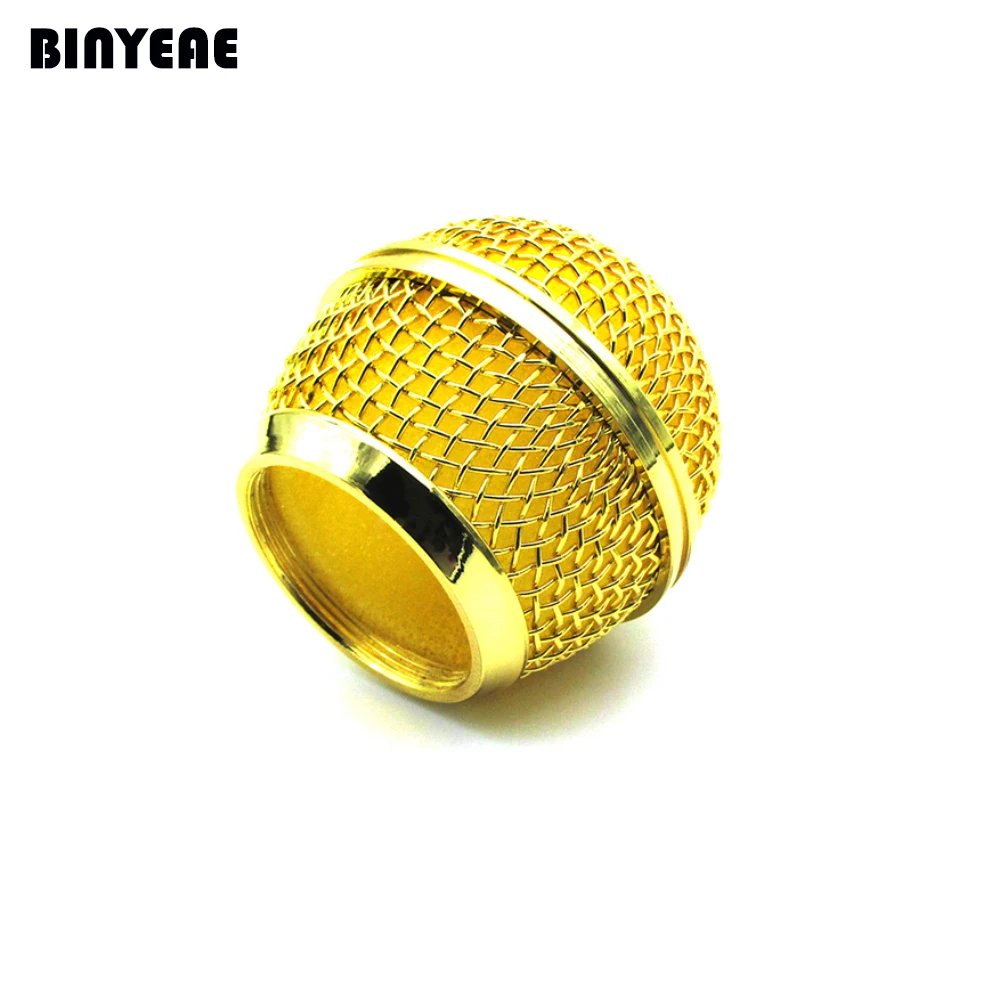 BINYEAE Mic Grille Mesh for Shure SM58 SM58S SM58LC Wireless and Cardioid Wired Legendary Vocal Legendard Microphone Grill, Gold