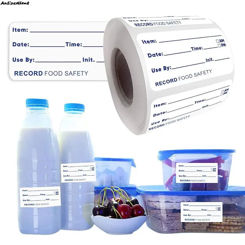 500pcs/roll For Refrigerator Freezer Food Storage Container Bag Jar Packing Sticker Kawaii Food Label Adhesive Film Pack Sticker