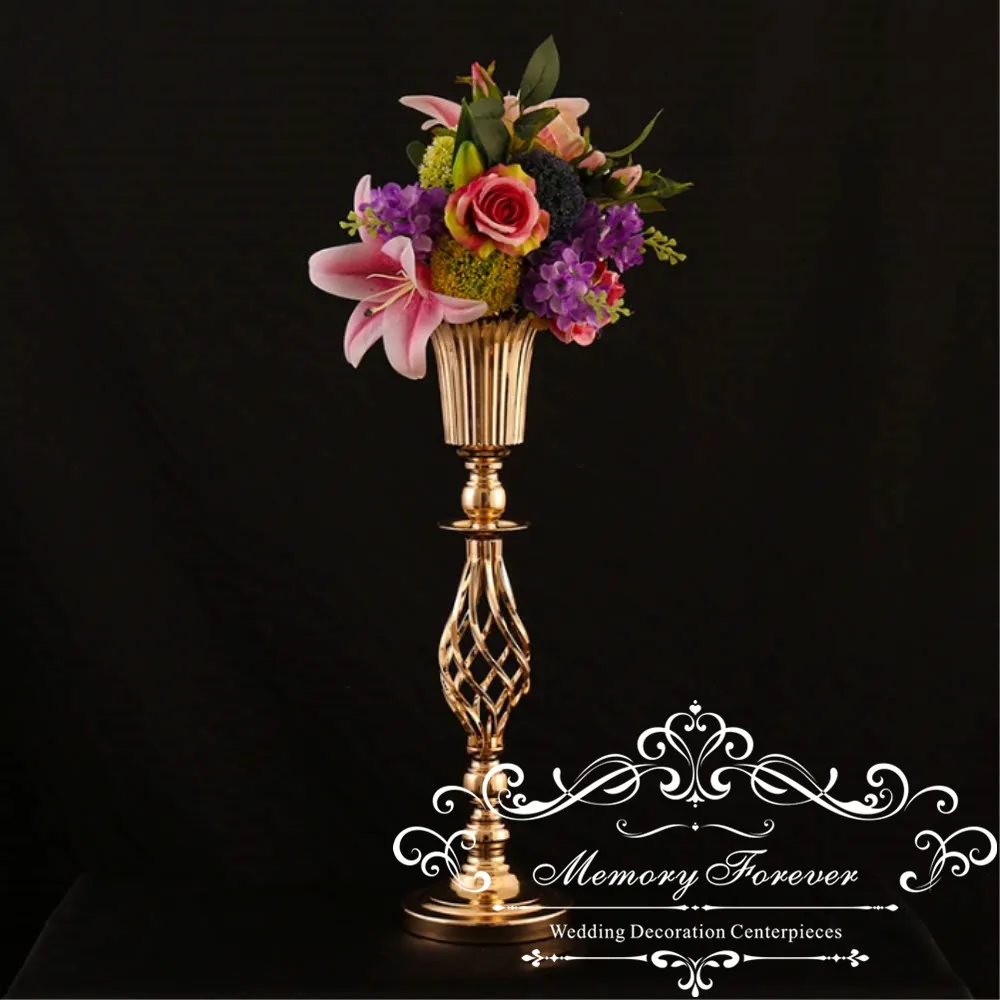 10PCS Tall Metal Wedding Centerpieces for Reception Tables Gold Flower Vase Stand Decoration for Party Events Birthday Ceremony