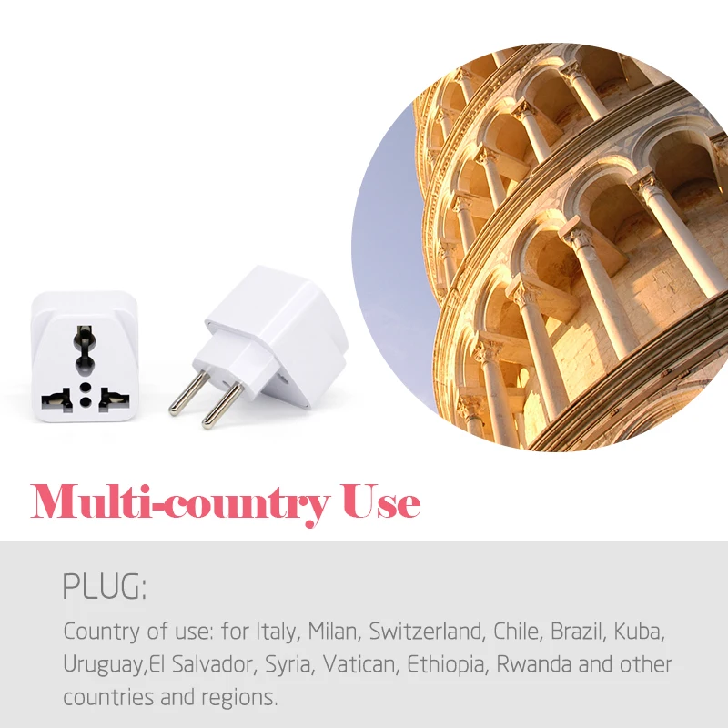 US/EU/UK/AU Ke Italy Plug Adaptor Travel Wall AC Power Charger Travel Di Venesia Milan Italia Switzerland Brazil Electric Socket