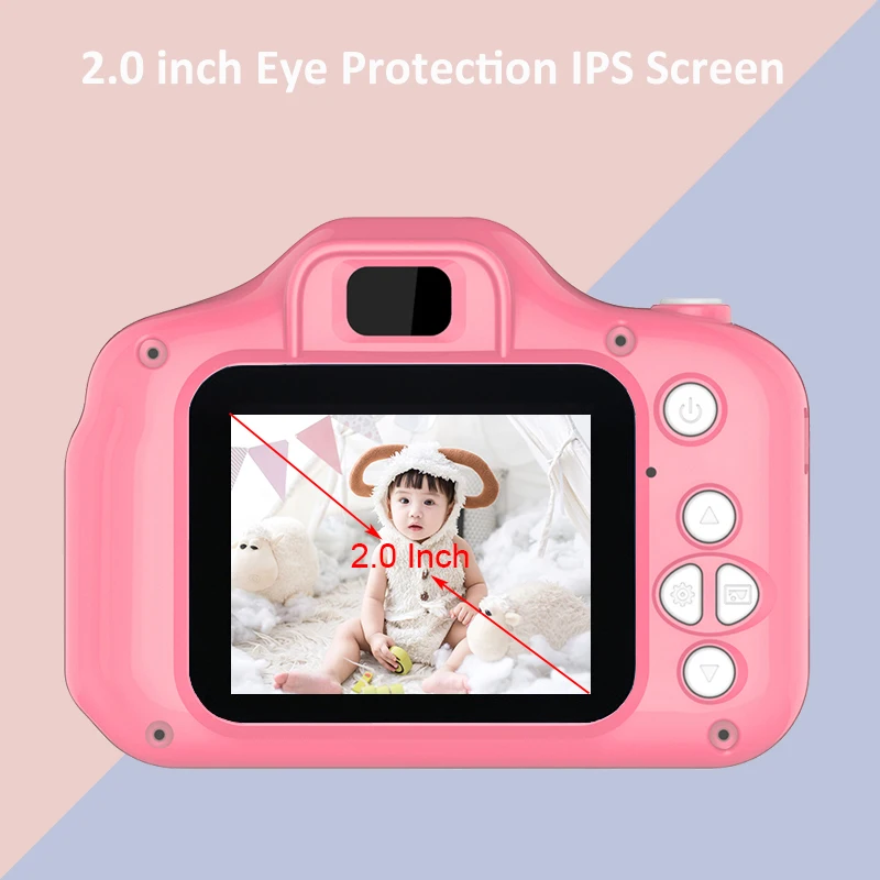 Mini câmera infantil, câmera digital hd 1080p com tela ips de 2 polegadas, câmera de vídeo para crianças, brinquedo para meninos e meninas, presente de aniversário