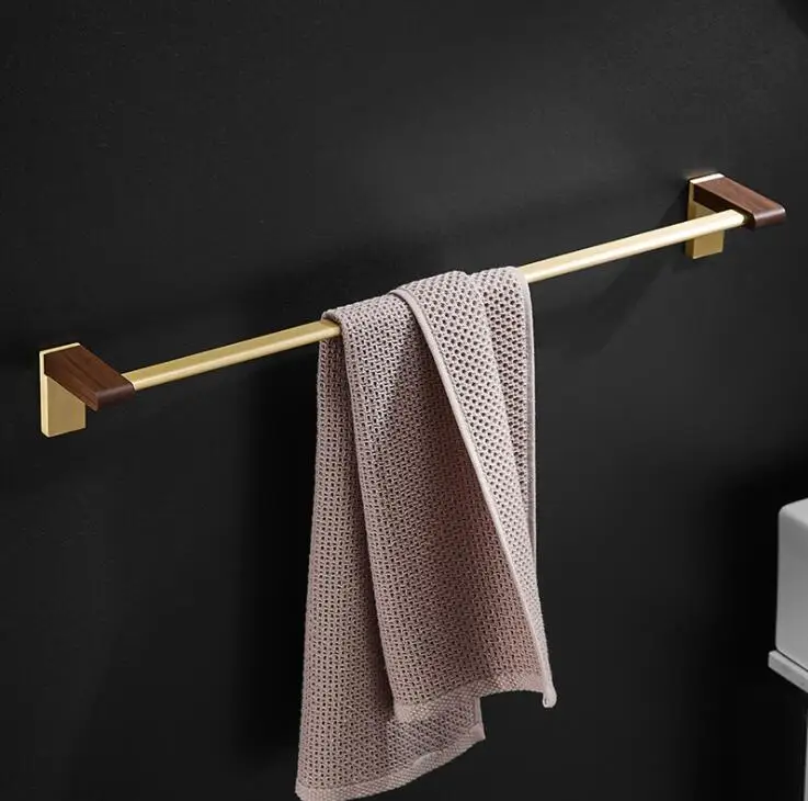 Bathroom wood towel rack Bathroom towel pole slippers rack tripod Toilet paper rack hardware set space aluminum