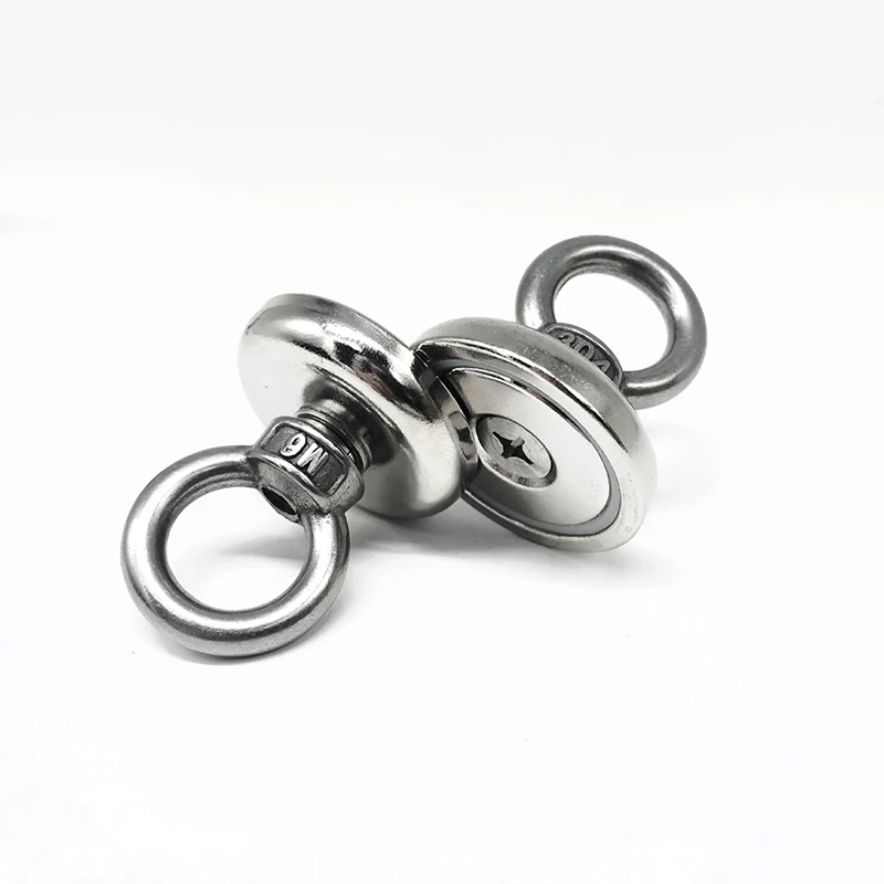 Strong Neodymium Magnet Salvage Magnet Deep Sea Fishing Magnets Holder Pulling Mounting Pot with Ring Eyebolt