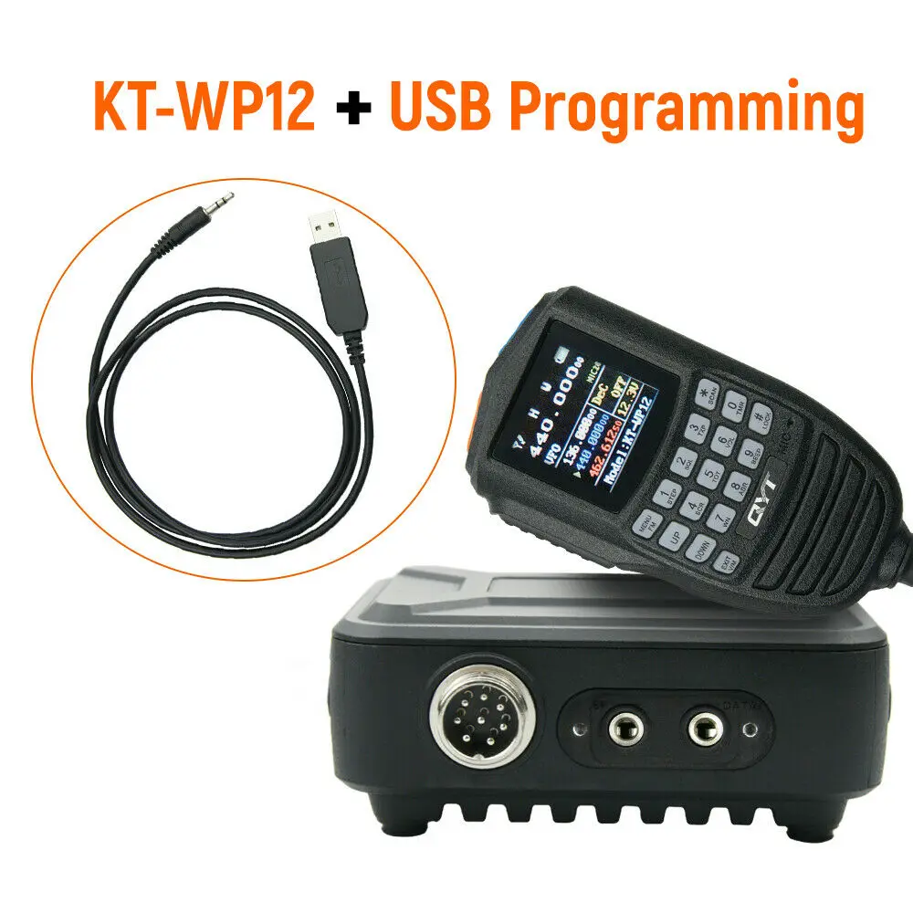 Untuk QYT KT-WP12 Radio Seluler Mini 25W 200 Saluran VHF UHF Radio Ham Mobil Dual Band