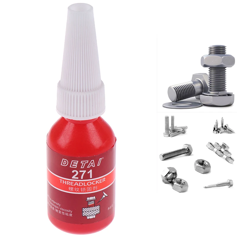 New 1Pc High Strength 271Glue Threadlocker Anaerobic Adhesive Glue Anti-Corrosion Thread Locker Retainer Screw Locking Glue 10ml