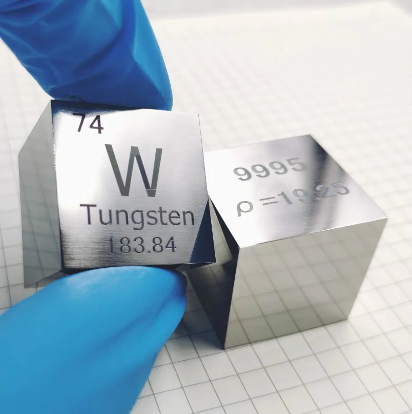 99.95% High Purity Tungsten Metal Mirror polished  Element Cube 25.4mm Metal Density Cubes Carved Element Periodic Table Cub