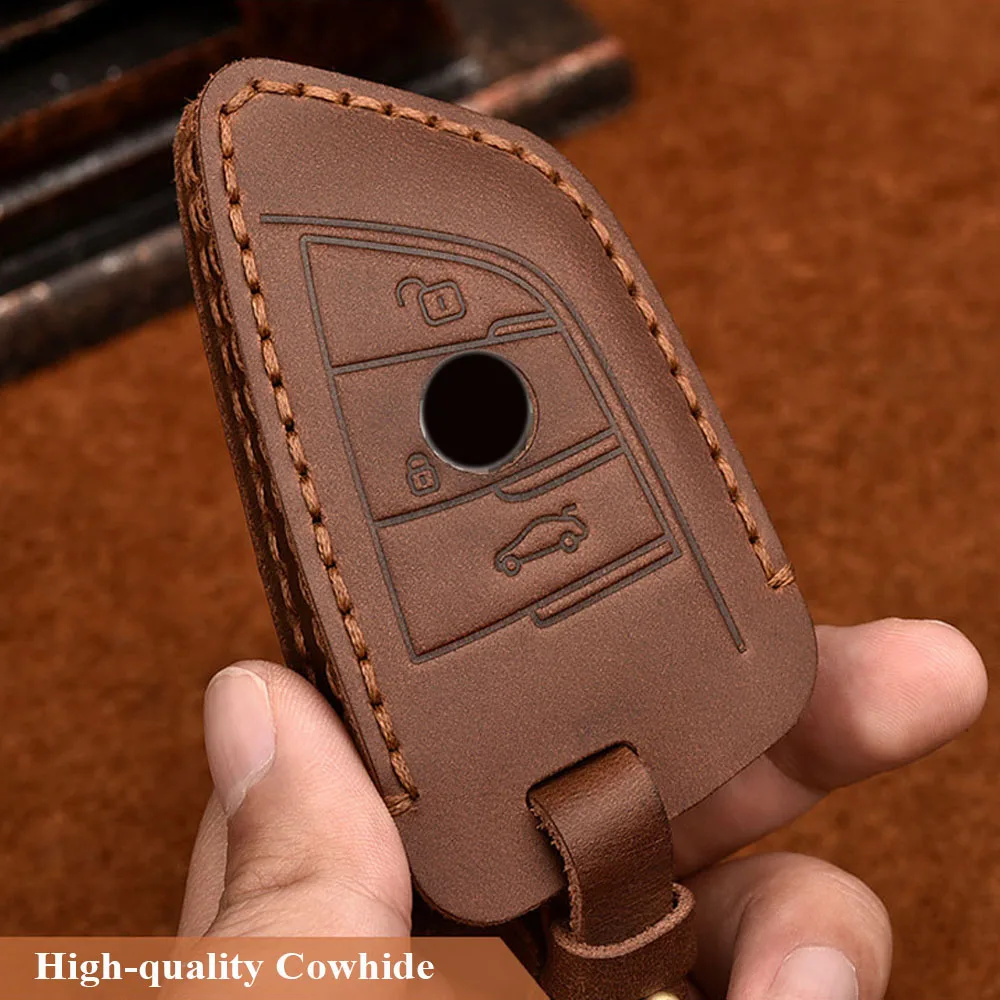 Leather Car Key Case Cover Shell Protector For BMW F20 G20 G30 X1 X3 X4 X5 X6 F15 X6 F16 G30 7 Series Car Keychain Protection