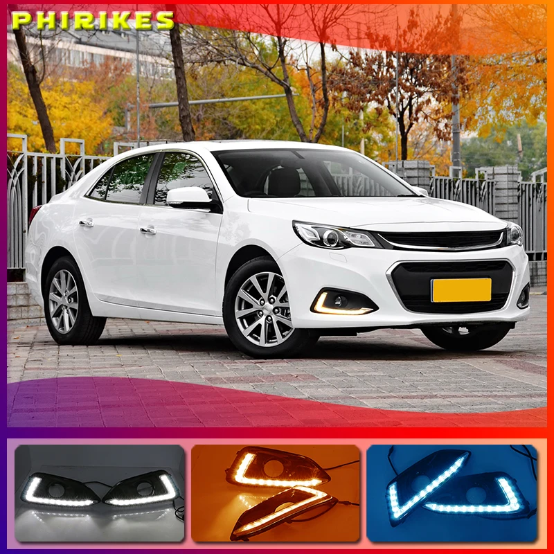 1set For Chevrolet Chevy Malibu 2016 LED DRL Daytime Running Light yellow turn lamp Relay Daylight