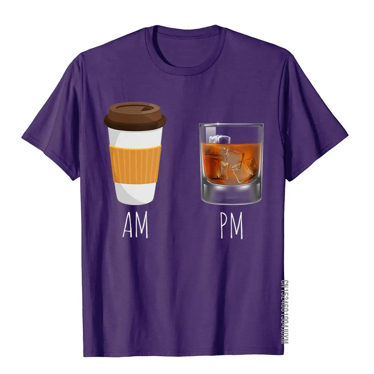 Morning Coffee Whiskey In The Evening Latte AM Whisky PM T-Shirt Tees Slim Fit Design Cotton Men Top T-Shirts Hip Hop