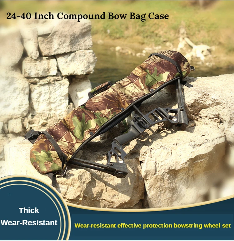 Hunting Compound Pulley Bow Bag 24-36Inch Camouflage Fabric Adjustable Shoulder / Portable Compound Bow Case