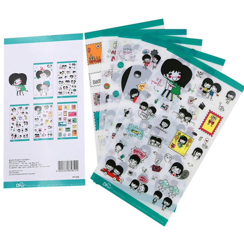 5pcs/pack Cute Sweetheart Sweet Hip Hop Transparent Sticker 3D Cute For Children On Scrapbook Gifts