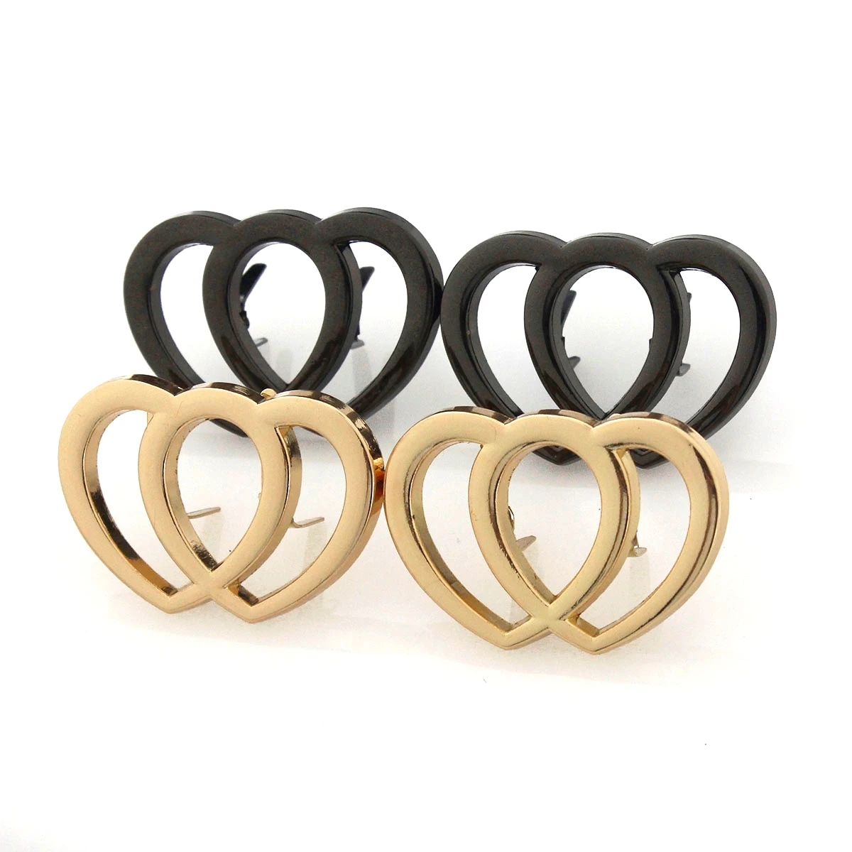 2pcs Metal Double Heart Buckle Fashion Clip Buckle for Leather Craft Bag Strap Belt Handle Shoulder Garments Shoes Accessories