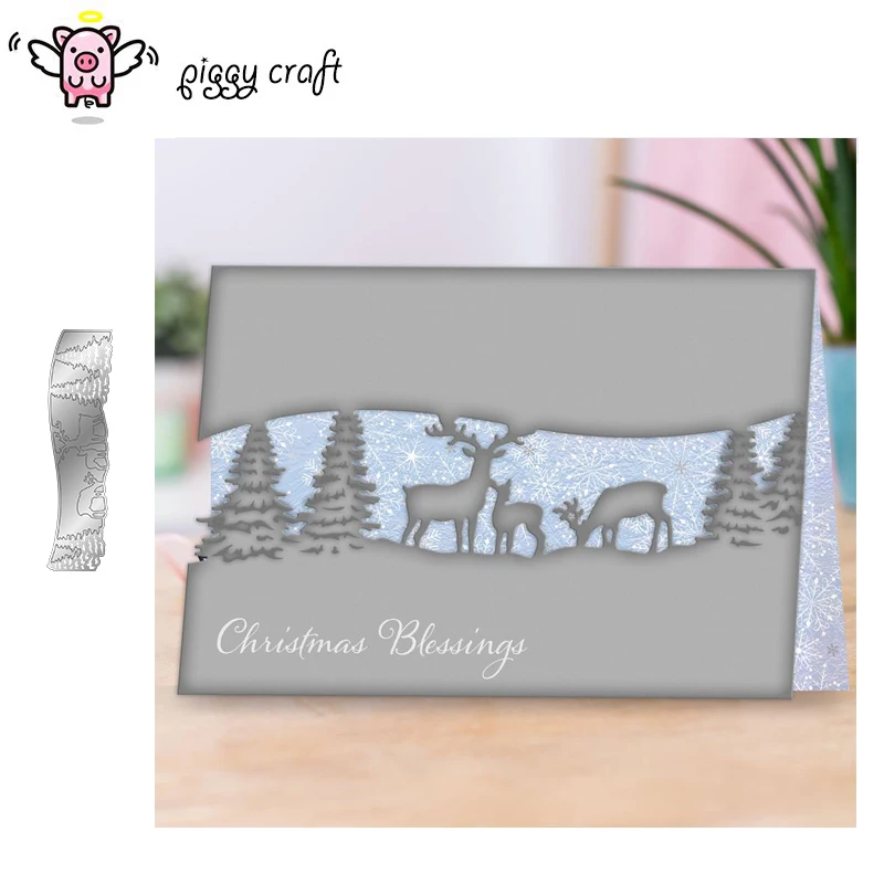 Piggy Craft metal cutting dies cut die mold Reindeer family frame Scrapbook paper craft knife mould blade punch stencils dies