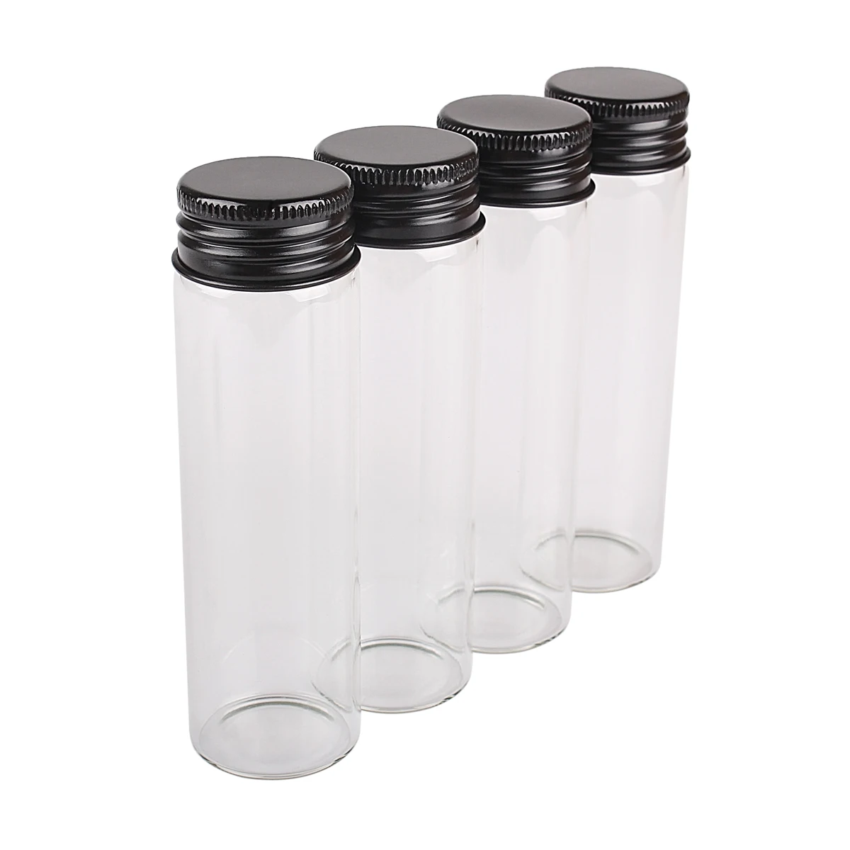 5pcs 50ml 30*100mm Glass Jars with Black Aluminum Caps Potion bottles Glass bottle Glass vessels for Art Craft