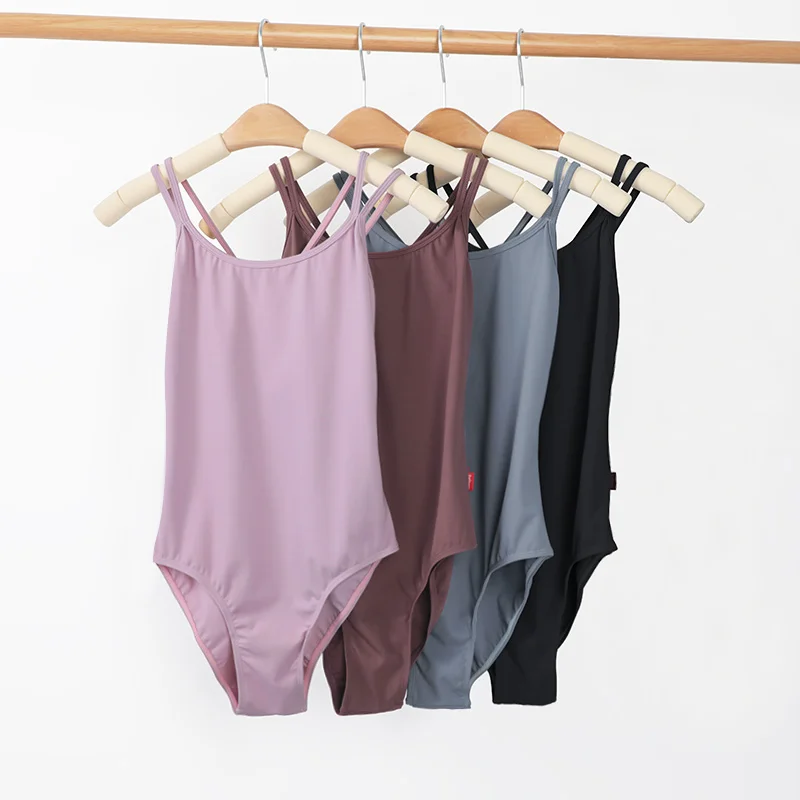 Leotardos de Ballet para mujer, Body de doble correa, camisola de baile para adultos, Ropa de baile de Ballet, leotardos de gimnasia resistentes