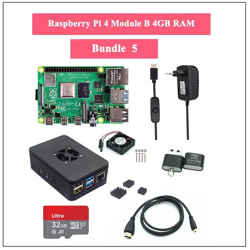 Raspberry Pi 4 Model B 2/4/8GB RAM + Case + Fan + Heat Sink +