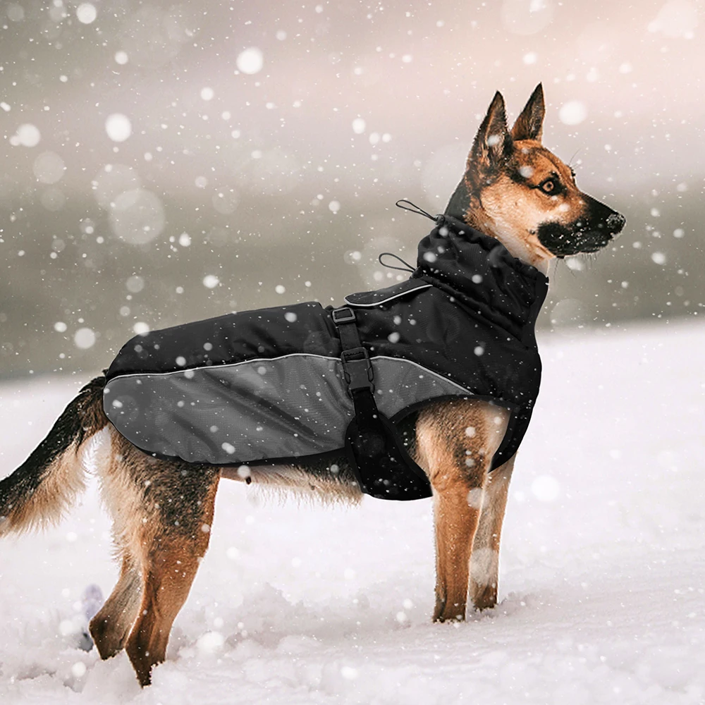 Winter Warm Big Dog Clothes Jacket Waterproof Large Dog Coat Vest Reflective Pet Raincoat Clothing For Medium Large Dogs XL-6XL