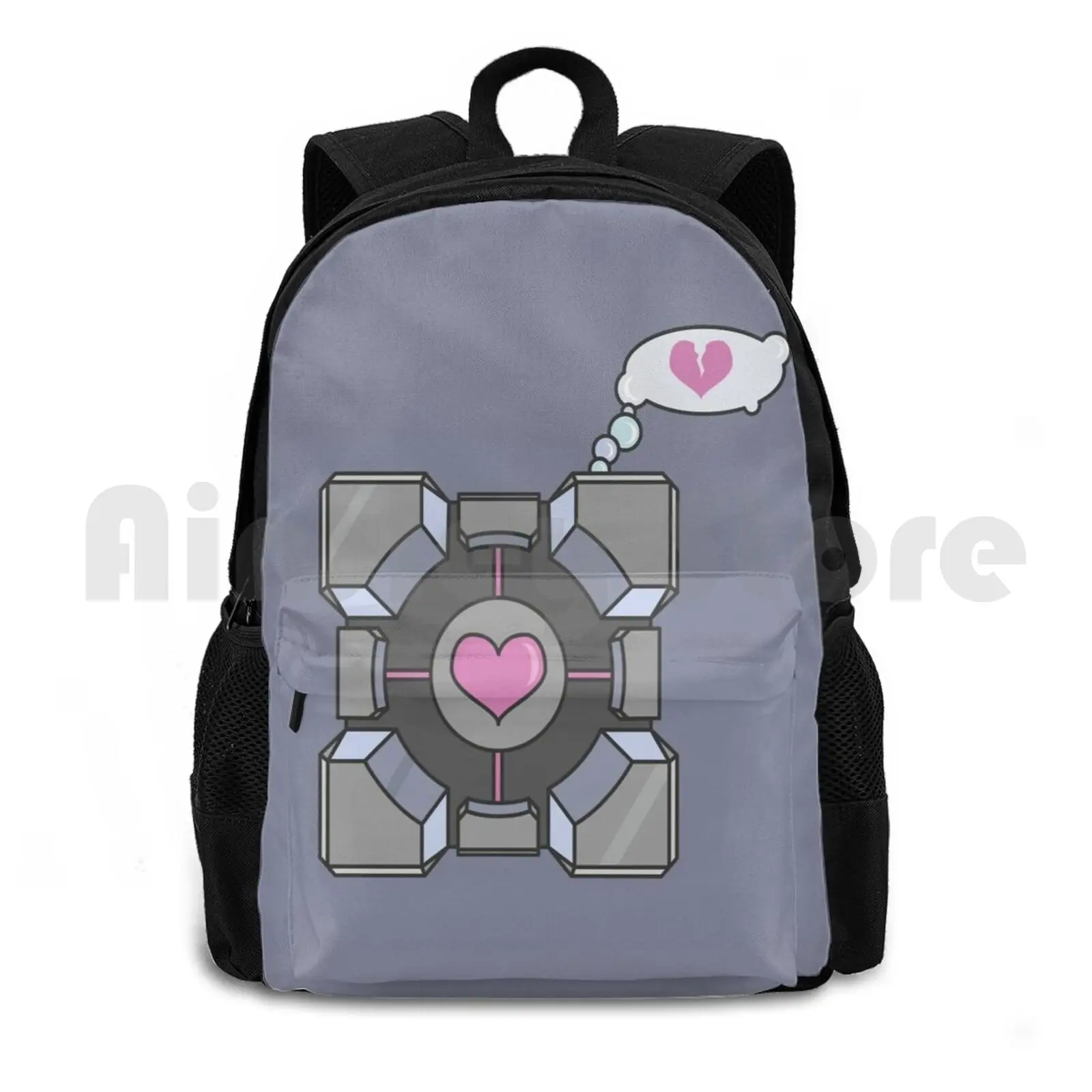 Portal Companion Cube Heartbroken Outdoor Hiking Backpack Waterproof Camping Travel Portal Companion Cube Portal Companion Cube