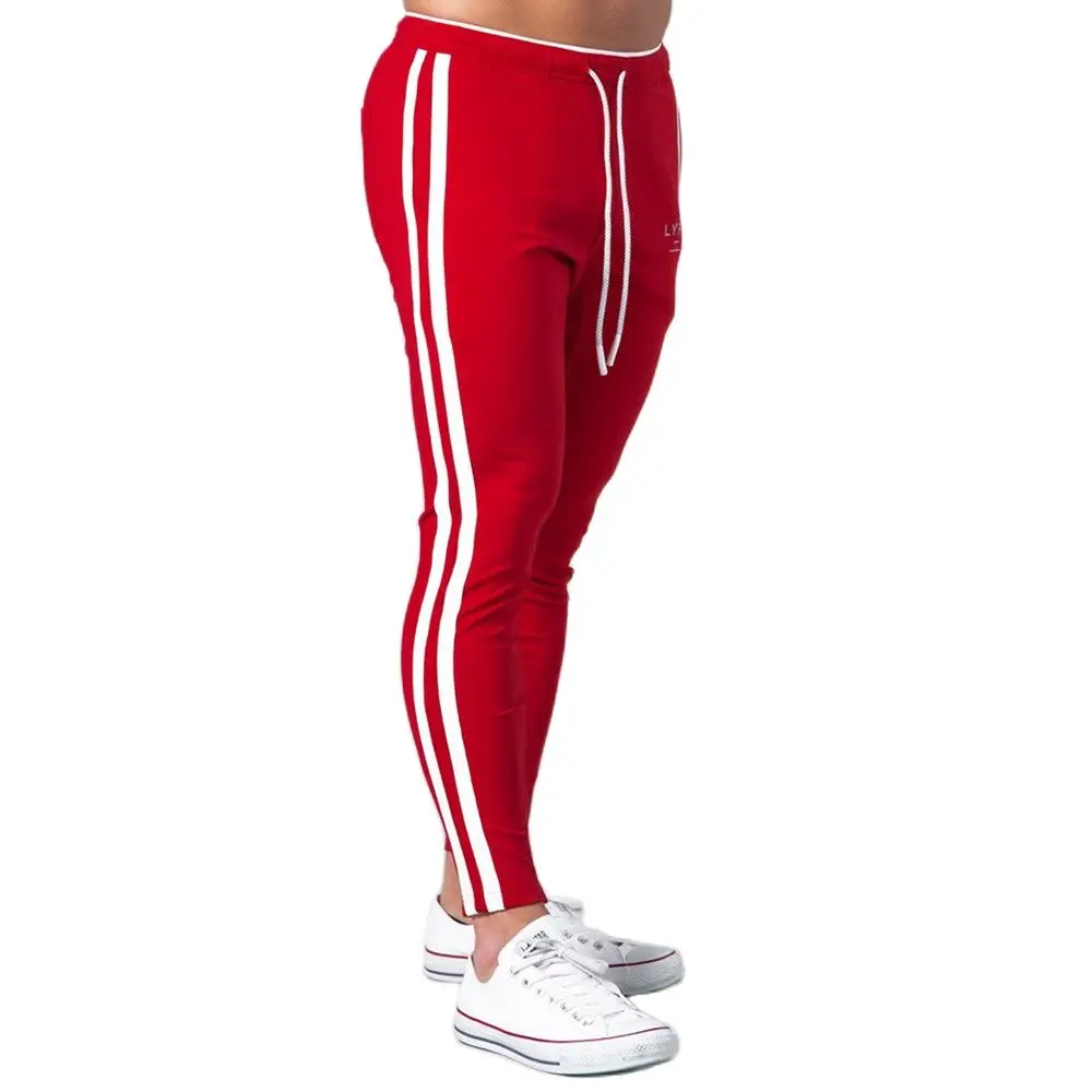 Viser de survêtement décontractés en coton rouge pour hommes, joggeurs minces, bas d\'entraînement, salle de sport, fitness, course à pied, automne,