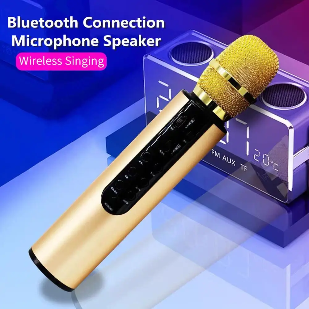 

Wireless Bluetooth Karaoke Microphone Portable professionnel Speaker Handheld Microfone Player Singing Recorder DJ Mic For Phone