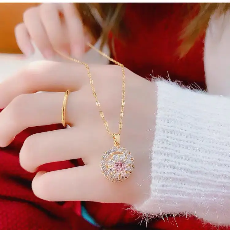 18K Gold Necklace White Diamond Pendants for Women Bijoux Femme Collares Joyas Natural Pierscionki Bizuteria Gemstone Pendant