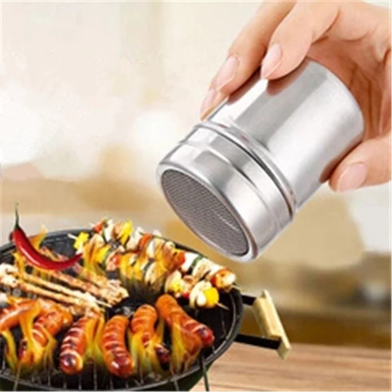 1Pc Stainless Steel Flour Salt Sifter Icing Sugar Dredger Chocolate Powder Shaker Spice Pepper Shakers Kitchen Cooking Tools