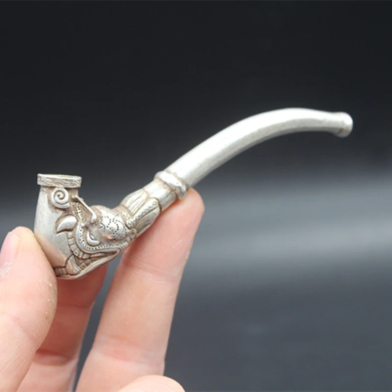 

Chinese Tibetan Silver Copper Dragon Head Old-Fashioned Tobacco Pot/Pipe