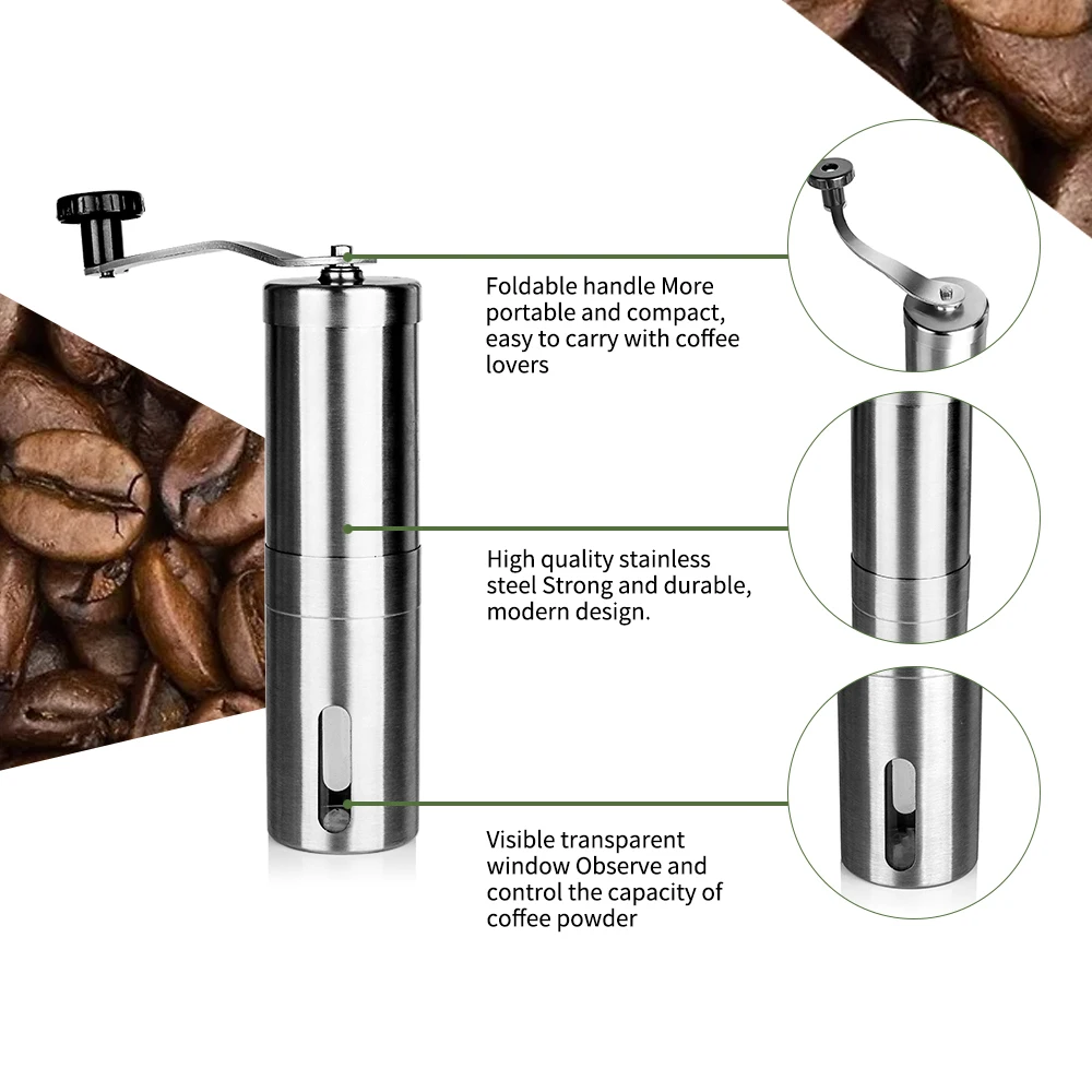 Manual Coffee Grinder with 5Core/7Core Burr Portable Coffee Mill Adjustable Espresso Maker Stainless Steel Camping Accessories