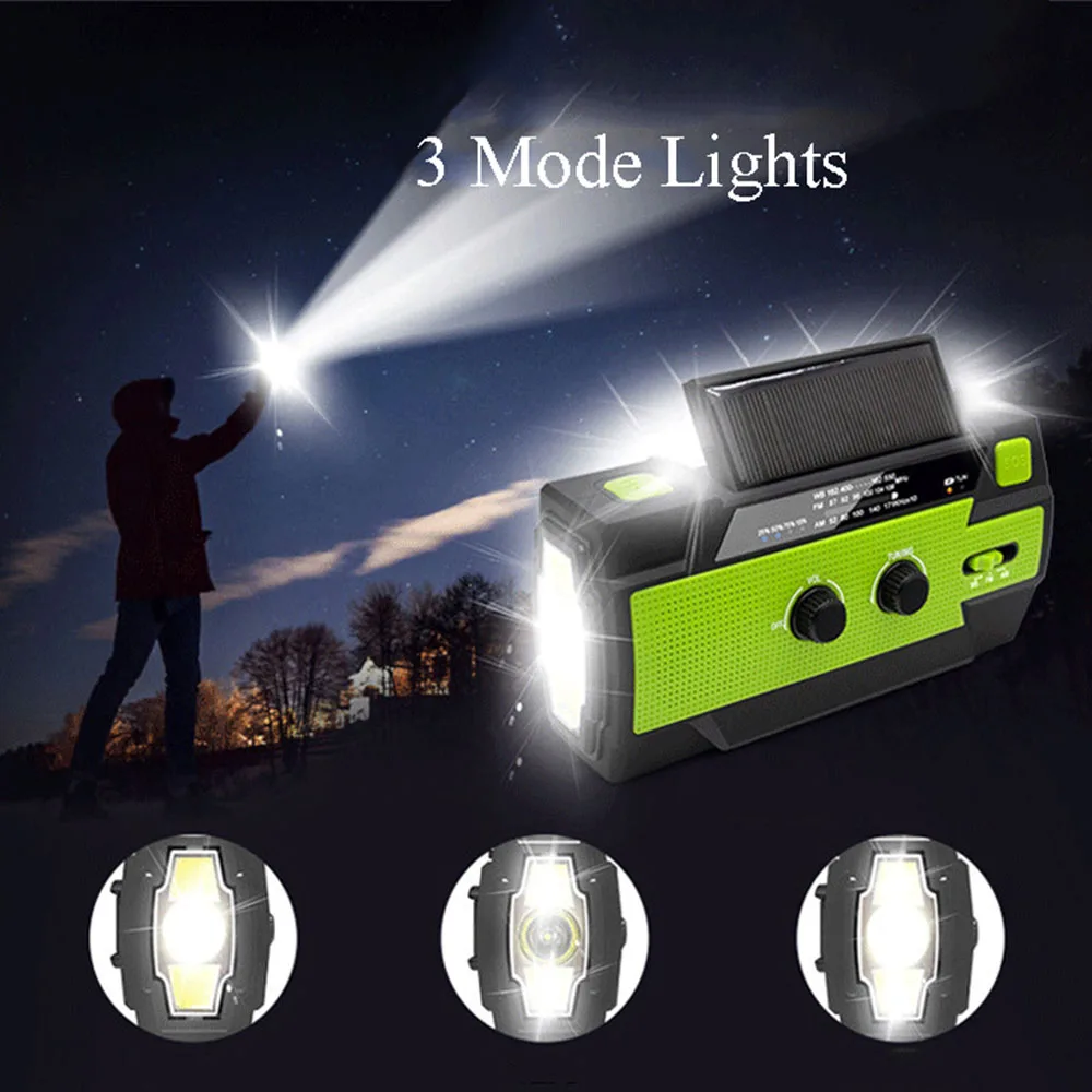 4000mAh Rechargeable Dynamo Lamps Outdoor SOS Alarm Hand Crank Flashlights Camping Motion Detection Flashlights Powerful Torch