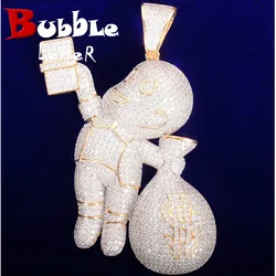 No Chain Boy Hand Carrying Dollar Bag Pendant  Men's Hip Hop Rock Necklace Charm Street Jewelry