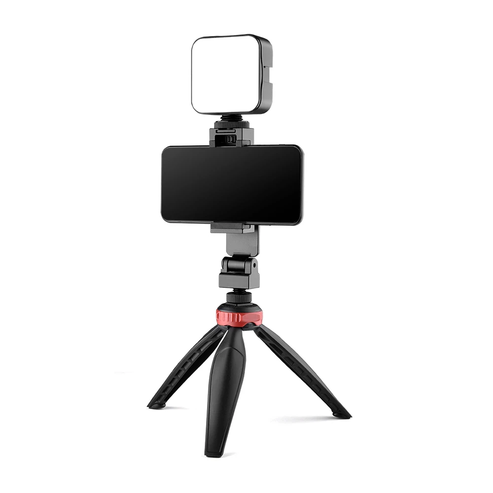 Lekki mały statyw z CNC Cold Shoe 360 kąt obrotu klips do telefonu przenośny Selfie Stick do aparatu telefon komórkowy Vlogging