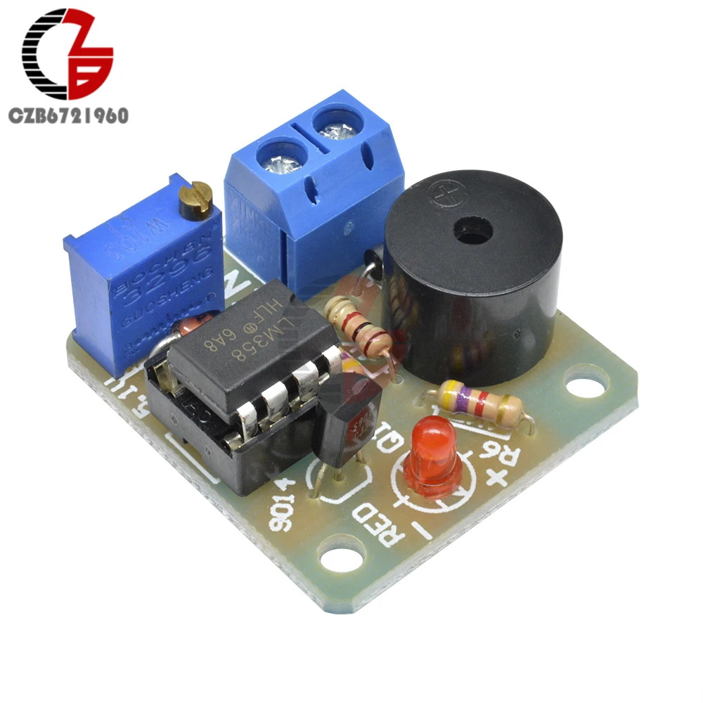 12V LM358 Accumulator Storage Battery Low Voltage Undervoltage Overcharge Discharge Sound Alarm Buzzer Detector Protection Board