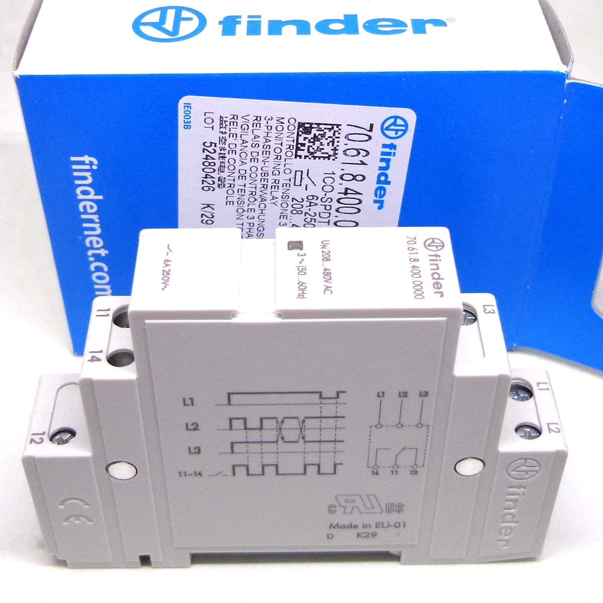 finder relay 70.61.8.400.0000 208-480VAC 1CO-SPDT 6A 100%-new-original