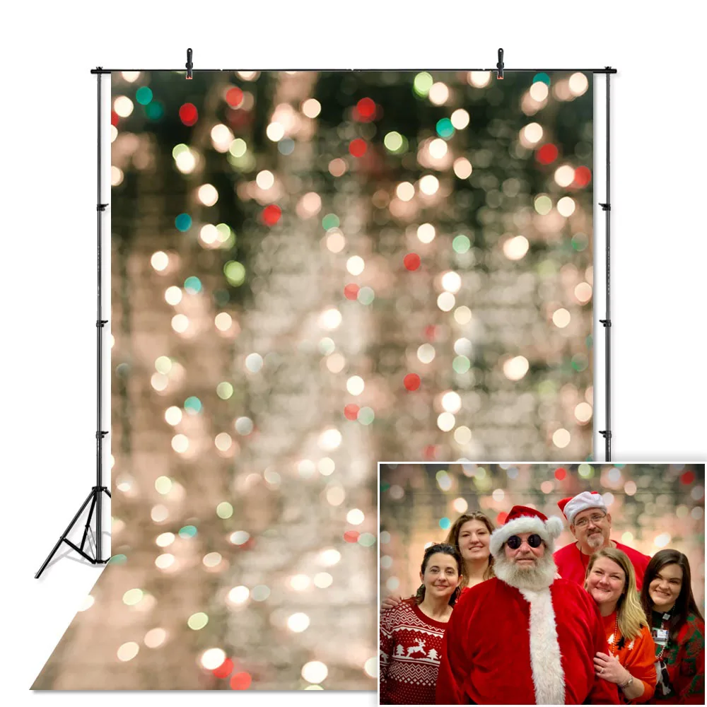 Christmas Glitter Bokeh Halos Backdrop for Photography Merry Xmas Winter Sparkle Spots Background for Party Portrait Photoshoot