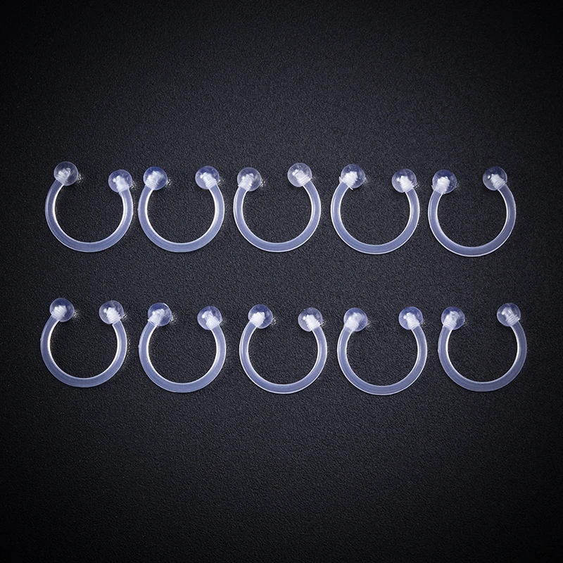 5pcs Clear Nose Ring Septum Hoop Flexible Eyebrow Lip Ear Piercing Acrylic Cartilage Earring Circular Horseshoe Body Jewelry 16G