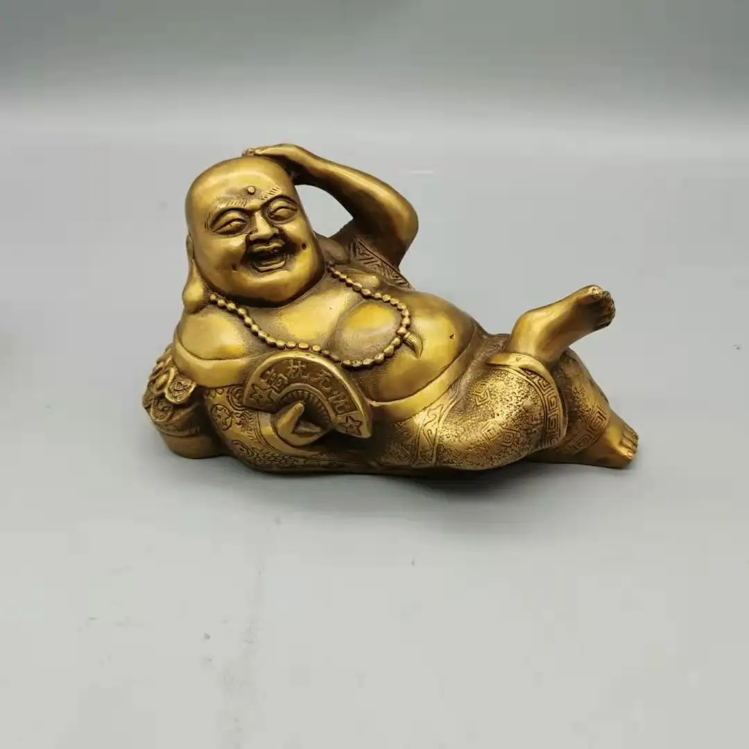 

Rare Old Qing Dyansty copper Buddha statue,happy Buddha, free shipping