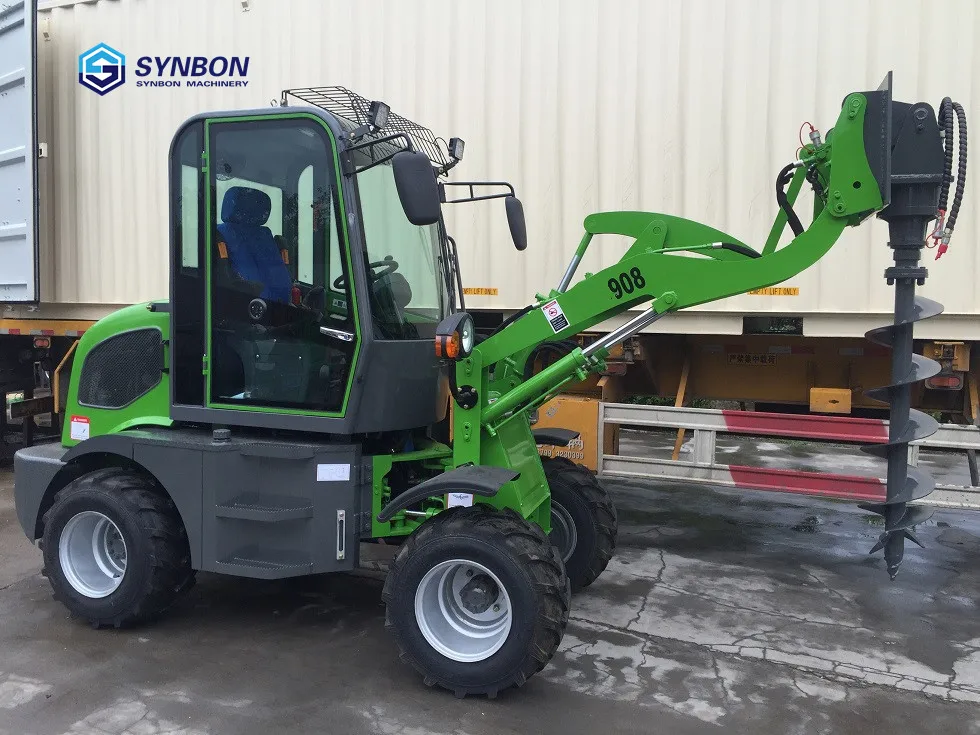 SYNBON New Mini Wheel Loader  With Auger  Farm Garden Loader  0. 8ton  SY908E