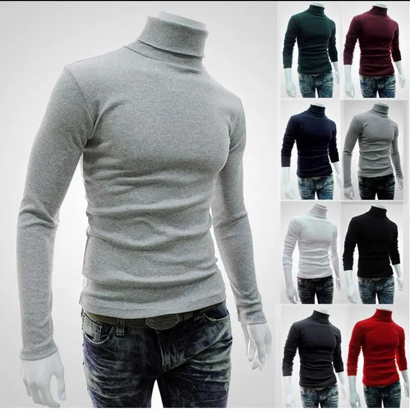 2020 moda masculina camisola de gola alta cor sólida manga comprida camisola em pullovers masculino camisola de malha masculina hombre cuello