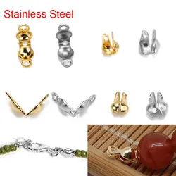 50pcs/lot Stainless Steel Clasps Hooks For Beaded Necklace Bracelet Gold Color Ball Bead Chain Connectors Diy Jewelry Findings