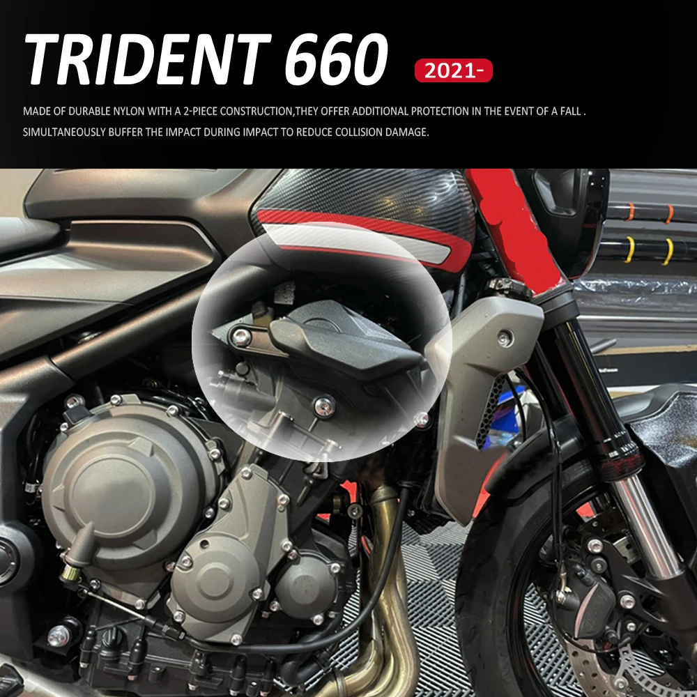 حماية من السقوط قطع غيار الدراجات النارية الجديدة لـ Trident 660 Trident660 إطار جانبي المتزلجون الحرس تحطم منصات حامي 2021 2022