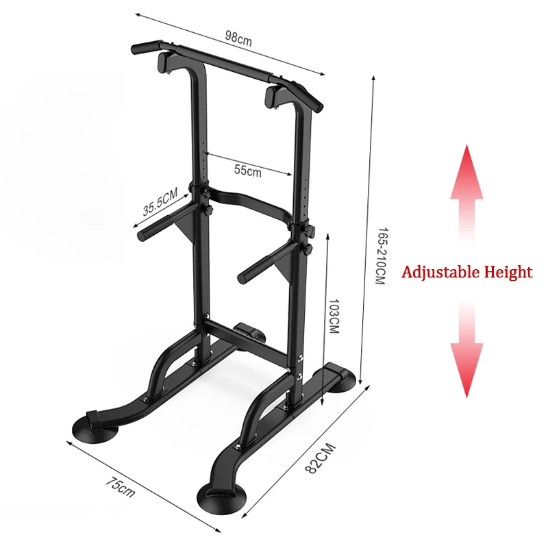 Adjustable Height Pull Up Dip Station Power Tower Pull-ups Stand For Home Gym Strength Workout Horizontal Bars Fitness Equipment