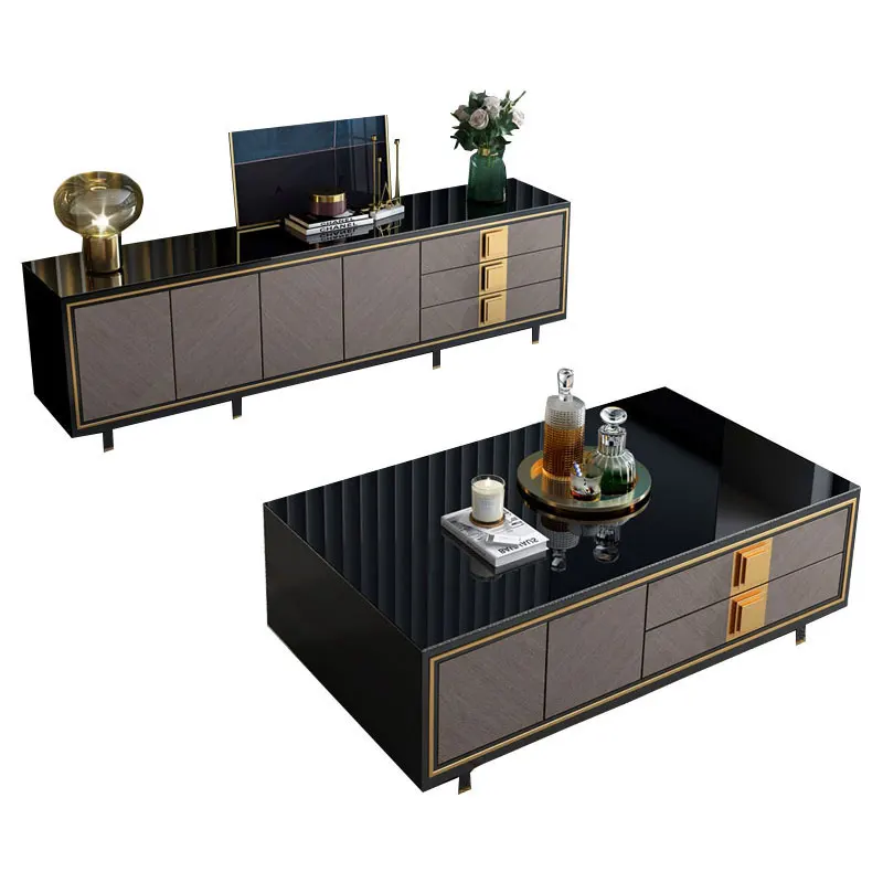 High end glass tea table Higher living room furniture tv cabinet and coffee table  tv stand for bedroom