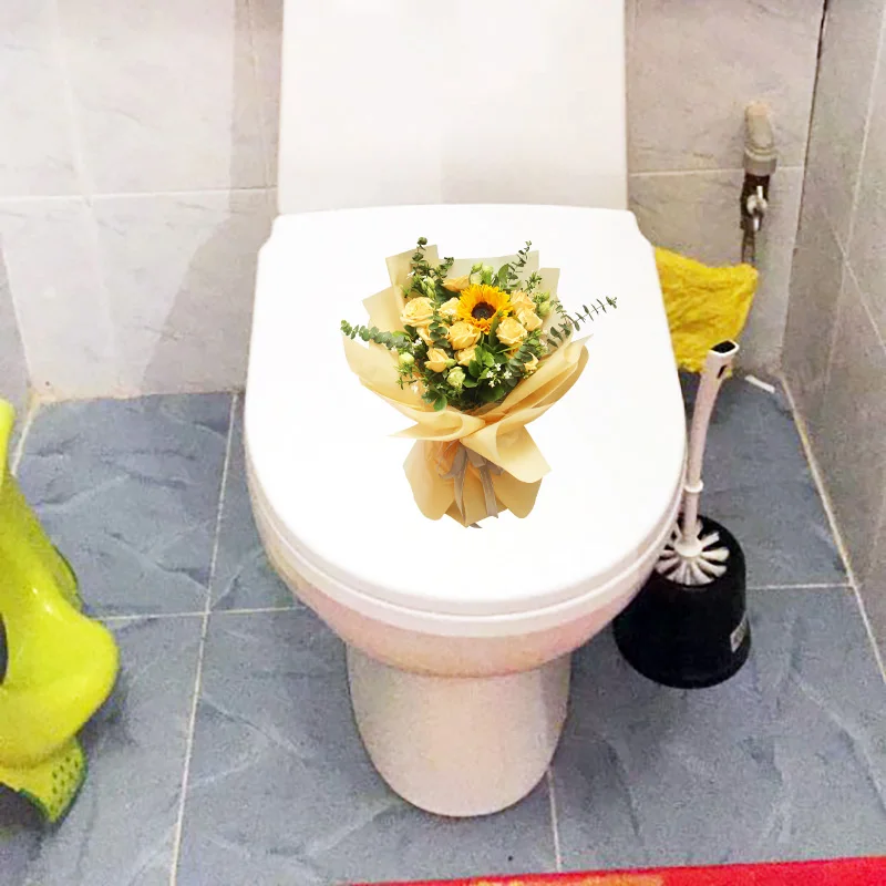 YOJA 22.7CM × 23.9CM giallo rosa girasole Bouquet casa soggiorno parete moderna decorazione toilette adesivo T1-2644