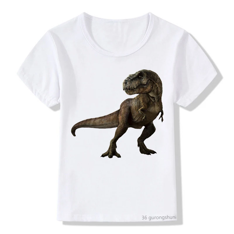 2024 New Funny Dinosaur T Shirt Graphic Print Girls Boys T-Shirt Vintage Kids Clothes Short Sleeve T-Shirts