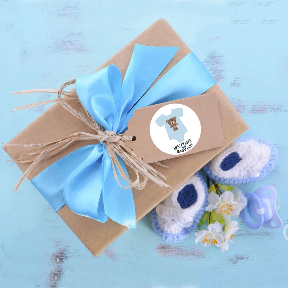 24/48pcs Sticker Seal Label Candy Box Decoration DIY Gifts Bag Stickers Baby Shower Baptism Gender Reveal Birthday Party Decor